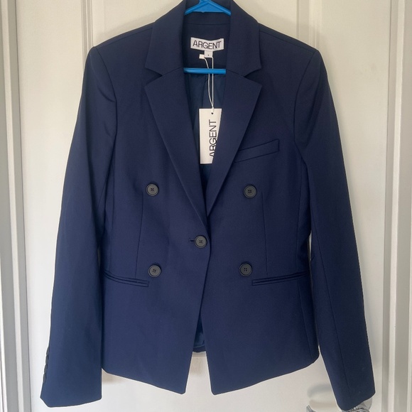 ARGENT Crossover Blazer Size 4 in Performance Cotton Navy - Picture 2 of 8